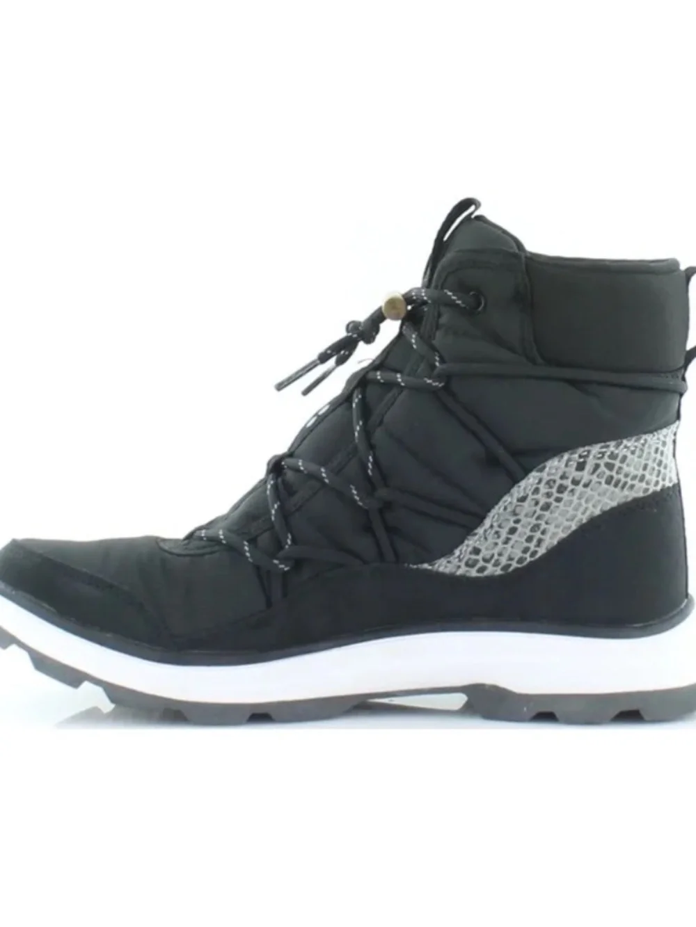 New Ryka Water Repellant Bungee Winter Boots Brae Exotic Black Ankle Bootie